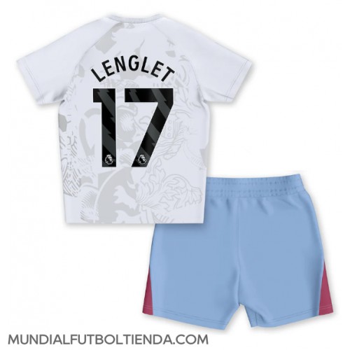 Camiseta Aston Villa Clement Lenglet #17 Segunda Equipación Replica 2023-24 para niños mangas cortas (+ Pantalones cortos)